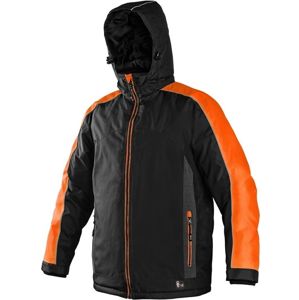 Canis Pánska zimná bunda BRIGHTON - Čierna / oranžová | XL