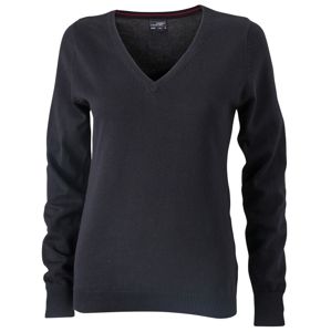 James & Nicholson Dámsky bavlnený sveter JN658 - Čierna | XXL