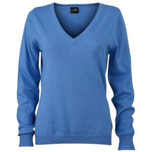 James & Nicholson Dámsky bavlnený sveter JN658 - Ľadovo modrá | M