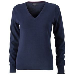 James & Nicholson Dámsky bavlnený sveter JN658 - Tmavomodrá | S