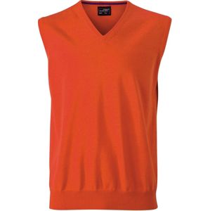 James & Nicholson Pánsky sveter bez rukávov JN657 - Tmavě oranžová | S
