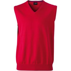 James & Nicholson Pánsky sveter bez rukávov JN657 - Červená | XL