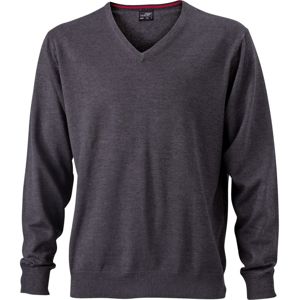 James & Nicholson Pánsky bavlnený sveter JN659 - Antracitový melír | XL