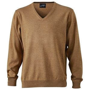 James & Nicholson Pánsky bavlnený sveter JN659 - Camel | XXL