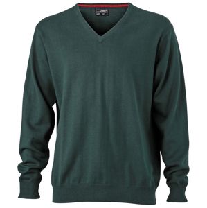 James & Nicholson Pánsky bavlnený sveter JN659 - Lesná zelená | XXXL