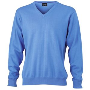 James & Nicholson Pánsky bavlnený sveter JN659 - Ľadovo modrá | XXL