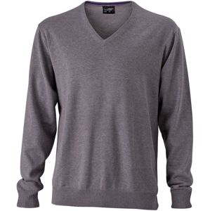 James & Nicholson Pánsky bavlnený sveter JN659 - Šedý melír | S