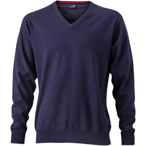 James & Nicholson Pánsky bavlnený sveter JN659 - Tmavomodrá | S