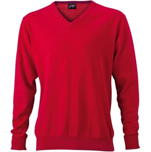James & Nicholson Pánsky bavlnený sveter JN659 - Červená | XXL