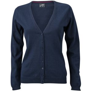 James & Nicholson Dámsky bavlnený sveter JN660 - Tmavomodrá | S