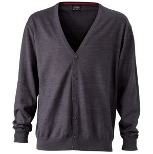 James & Nicholson Pánsky bavlnený sveter JN661 - Antracitový melír | XL