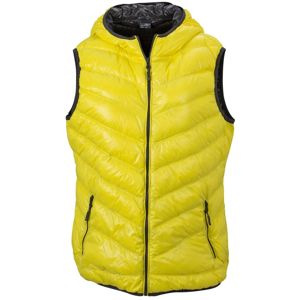James & Nicholson Ľahká dámska páperová vesta JN1061 - Žlutá / tmavě šedá | XL