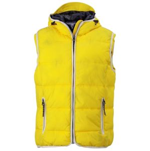 James & Nicholson Pánska vesta s kapucňou JN1076 - Slnečná žltá / biela | XXL
