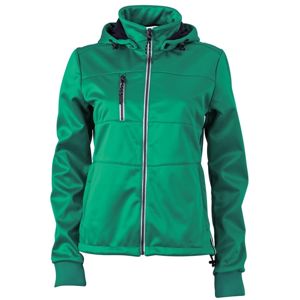 James & Nicholson Dámska športová softshellová bunda JN1077 - Írska zelená / tmavomodrá / biela | L