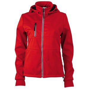 James & Nicholson Dámska športová softshellová bunda JN1077 - Červená / tmavomodrá / biela | XL