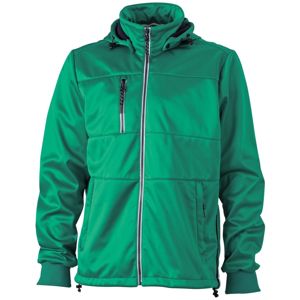 James & Nicholson Pánska športová softshellová bunda JN1078 - Írska zelená / tmavomodrá / biela | S