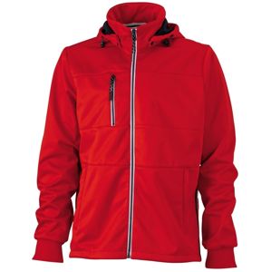 James & Nicholson Pánska športová softshellová bunda JN1078 - Červená / tmavomodrá / biela | XXXL