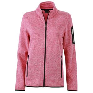 James & Nicholson Dámska bunda z pleteného fleecu JN761 - Ružový melír / off-white | S