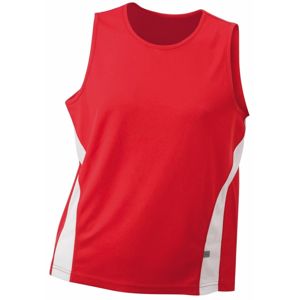 James & Nicholson Pánske športové tričko bez rukávov JN305 - Červená / biela | S
