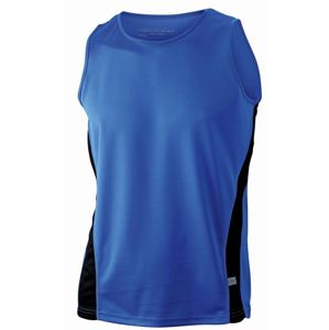 James & Nicholson Pánske športové tričko bez rukávov JN305 - Kráľovská modrá / čierna | S