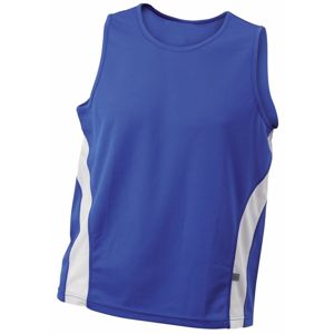 James & Nicholson Pánske športové tričko bez rukávov JN305 - Kráľovská modrá / biela | XL
