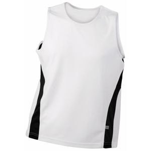 James & Nicholson Pánske športové tričko bez rukávov JN305 - Biela / čierna | S