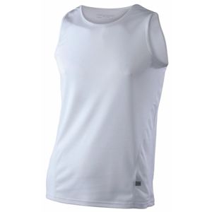 James & Nicholson Pánske športové tričko bez rukávov JN305 - Biela / biela | M