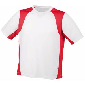 James & Nicholson Pánske športové tričko s krátkym rukávom JN306 - Biela / červená | XL
