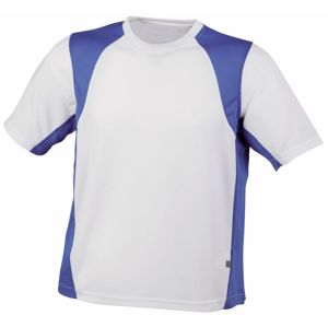 James & Nicholson Pánske športové tričko s krátkym rukávom JN306 - Biela / kráľovská modrá | L