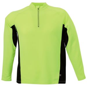 James & Nicholson Pánske športové tričko s dlhým rukávom JN307 - Fluorescenční žlutá / černá | L