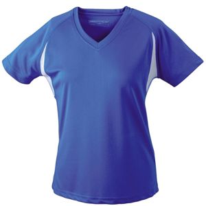 James & Nicholson Dámske športové tričko s krátkym rukávom JN316 - Kráľovská modrá / biela | XS