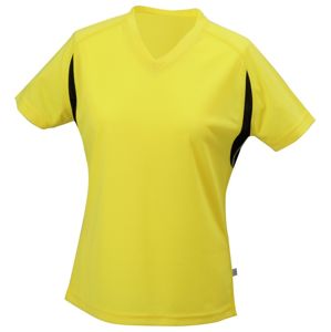 James & Nicholson Dámske športové tričko s krátkym rukávom JN316 - Žltá / čierna | S