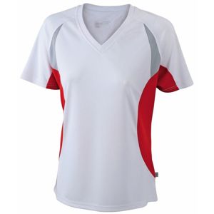James & Nicholson Dámske funkčné tričko s krátkym rukávom JN390 - Biela / červená | S