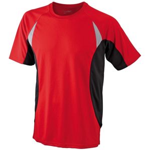 James & Nicholson Pánske funkčné tričko s krátkym rukávom JN391 - Červená / čierna | XXL