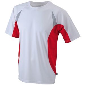 James & Nicholson Pánske funkčné tričko s krátkym rukávom JN391 - Biela / červená | M