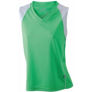 James & Nicholson Dámske bežecké tričko bez rukávov JN394 - Limetkově zelená / bílá | XL