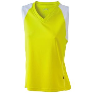James & Nicholson Dámske bežecké tričko bez rukávov JN394 - Žlutá / bílá | XXL