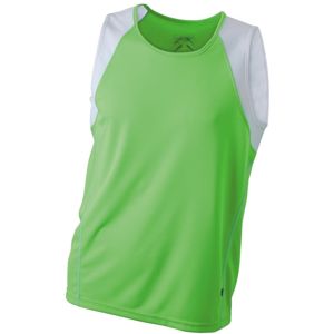 James & Nicholson Pánske bežecké tričko bez rukávov JN395 - Limetkově zelená / bílá | L