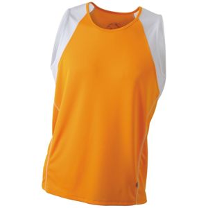 James & Nicholson Pánske bežecké tričko bez rukávov JN395 - Oranžová / bílá | XL