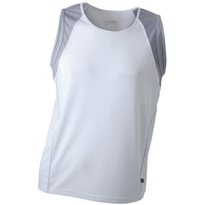 James & Nicholson Pánske bežecké tričko bez rukávov JN395 - Bílá / stříbrná | XXL