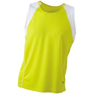 James & Nicholson Pánske bežecké tričko bez rukávov JN395 - Žlutá / bílá | M