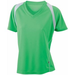 James & Nicholson Dámske bežecké tričko s krátkym rukávom JN396 - Limetkovo zelená / biela | L