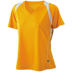 James & Nicholson Dámske bežecké tričko s krátkym rukávom JN396 - Oranžová / biela | M