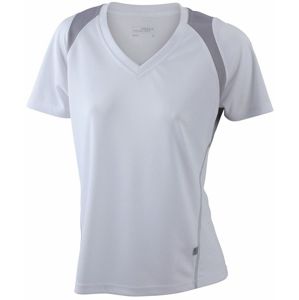 James & Nicholson Dámske bežecké tričko s krátkym rukávom JN396 - Biela / strieborná | S