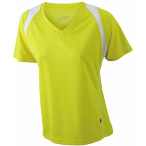 James & Nicholson Dámske bežecké tričko s krátkym rukávom JN396 - Žltá / biela | XL