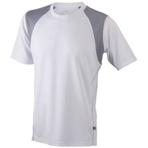 James & Nicholson Pánske bežecké tričko s krátkym rukávom JN397 - Biela / strieborná | XXL