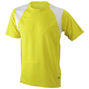 James & Nicholson Pánske bežecké tričko s krátkym rukávom JN397 - Žlutá / bílá | L