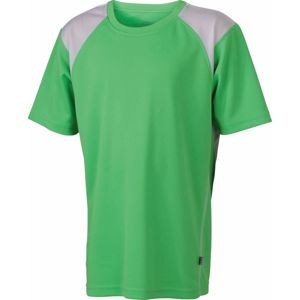 James & Nicholson Detské športové tričko s krátkym rukávom JN397k - Limetkovo zelená / biela | XL