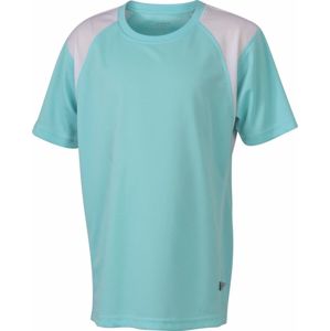 James & Nicholson Detské športové tričko s krátkym rukávom JN397k - Mätová / biela | XL