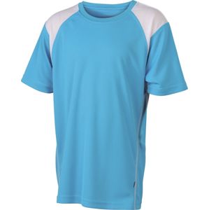 James & Nicholson Detské športové tričko s krátkym rukávom JN397k - Tyrkysová / biela | XL